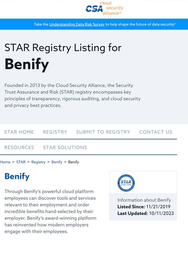 Benifex CSA Security